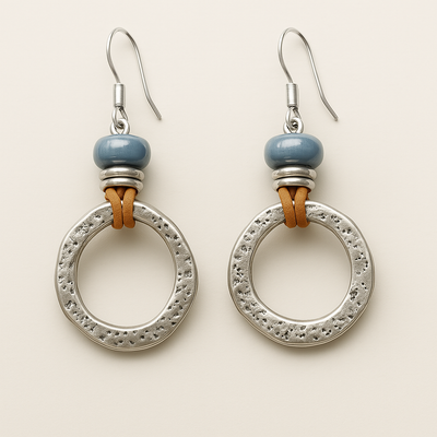 Vintage Boho Silver Circle Earrings