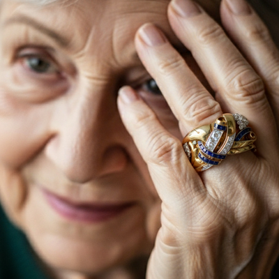 Vintage Gold Blue Zirconia Ring