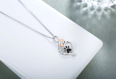 Heartfelt Paw Necklace with Infinity Charm