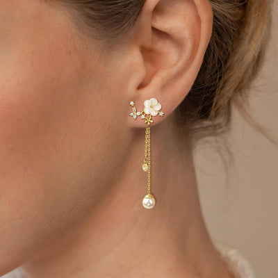 Pearl Flower Drop Earrings
