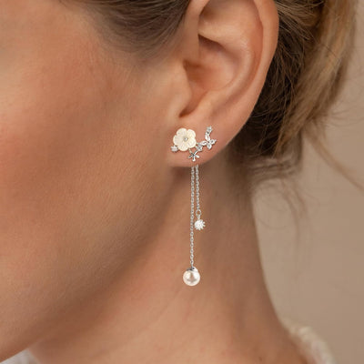Pearl Flower Drop Earrings