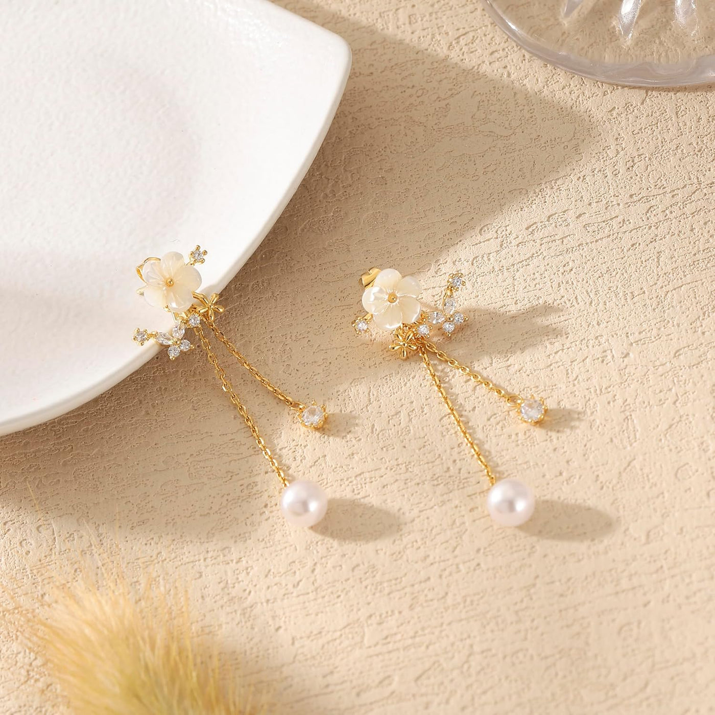 Pearl Flower Drop Earrings