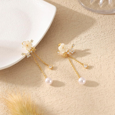 Pearl Flower Drop Earrings