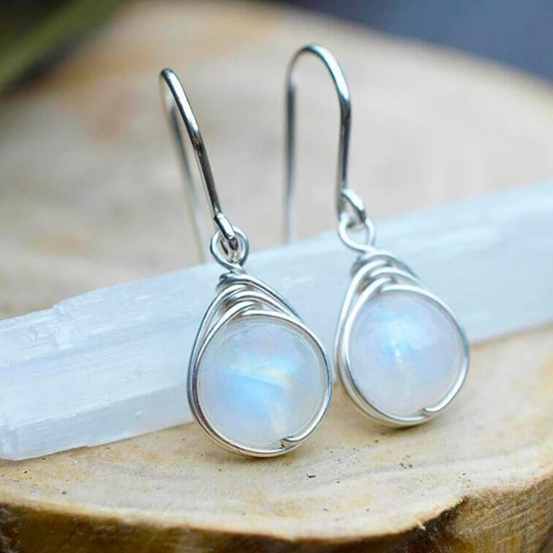 Minimalist Opal Pendant Earrings