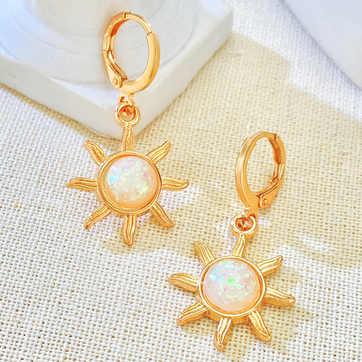 Elegant Opal Sun Earrings for Women