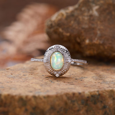 Genuine Opal Gemstone Ring