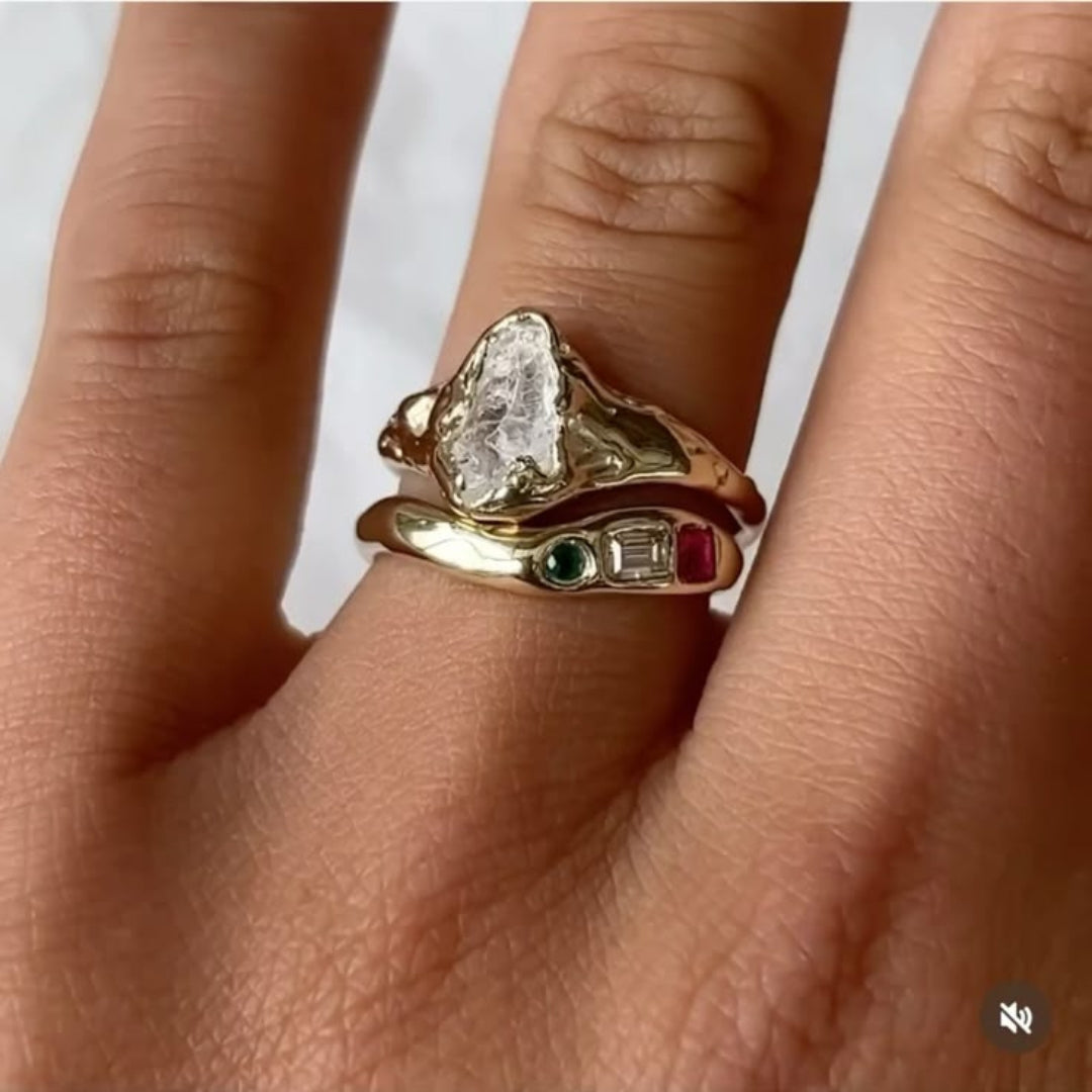 Forged Crystal Colorful Ring Set