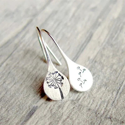Exclusive Silver Dandelion Leaf Earrings