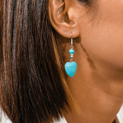 Antique Turquoise Heart Drop Earrings