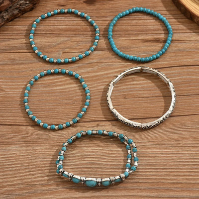 Bohemian Green Turquoise Beaded Bracelet Set