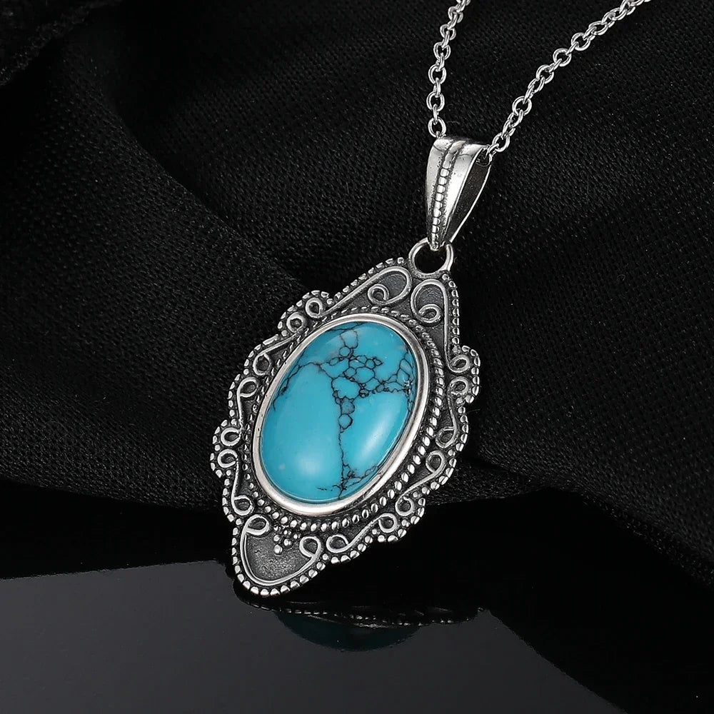 Turquoise Pendant Necklace in 925 Sterling Silver