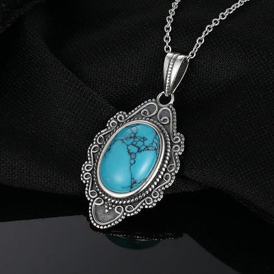 Turquoise Pendant Necklace in 925 Sterling Silver