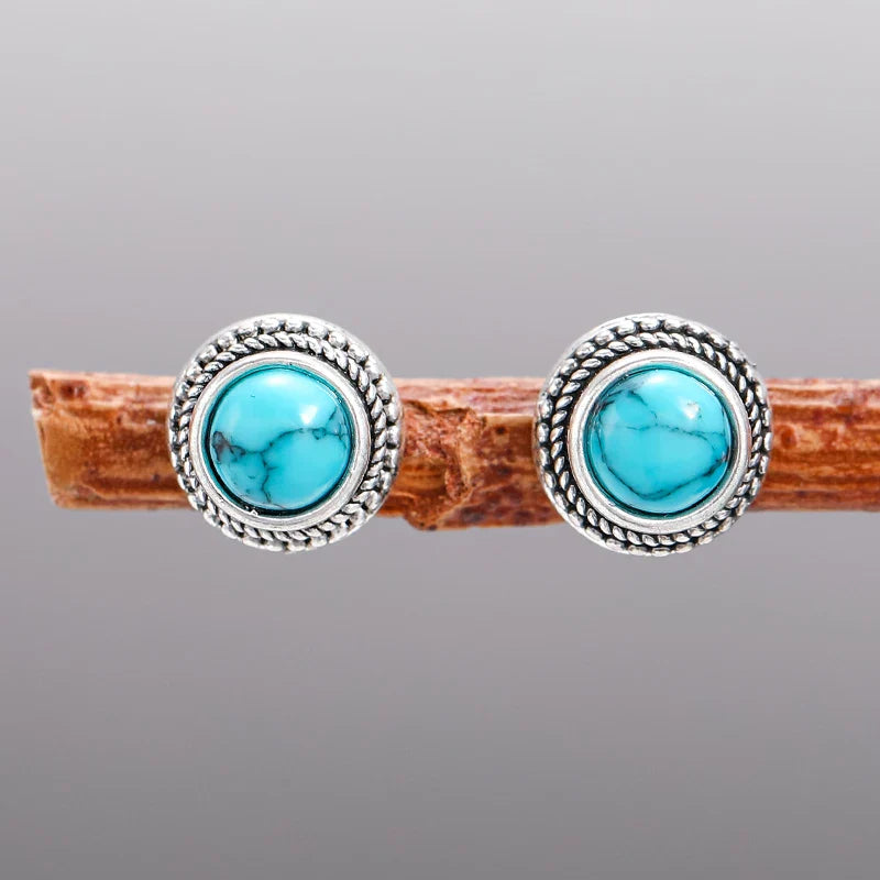Vintage Bohemian Turquoise Stud Earrings
