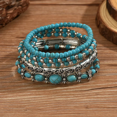 Bohemian Green Turquoise Beaded Bracelet Set