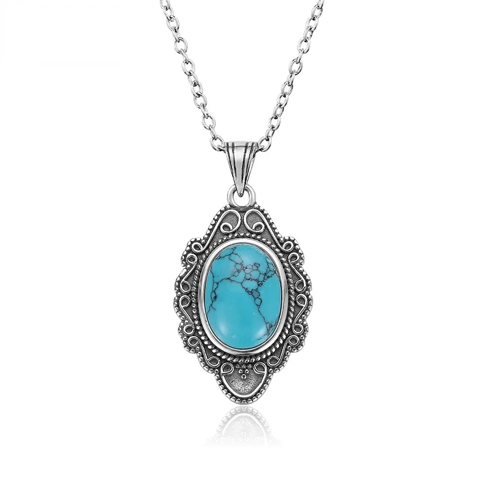 Turquoise Pendant Necklace in 925 Sterling Silver