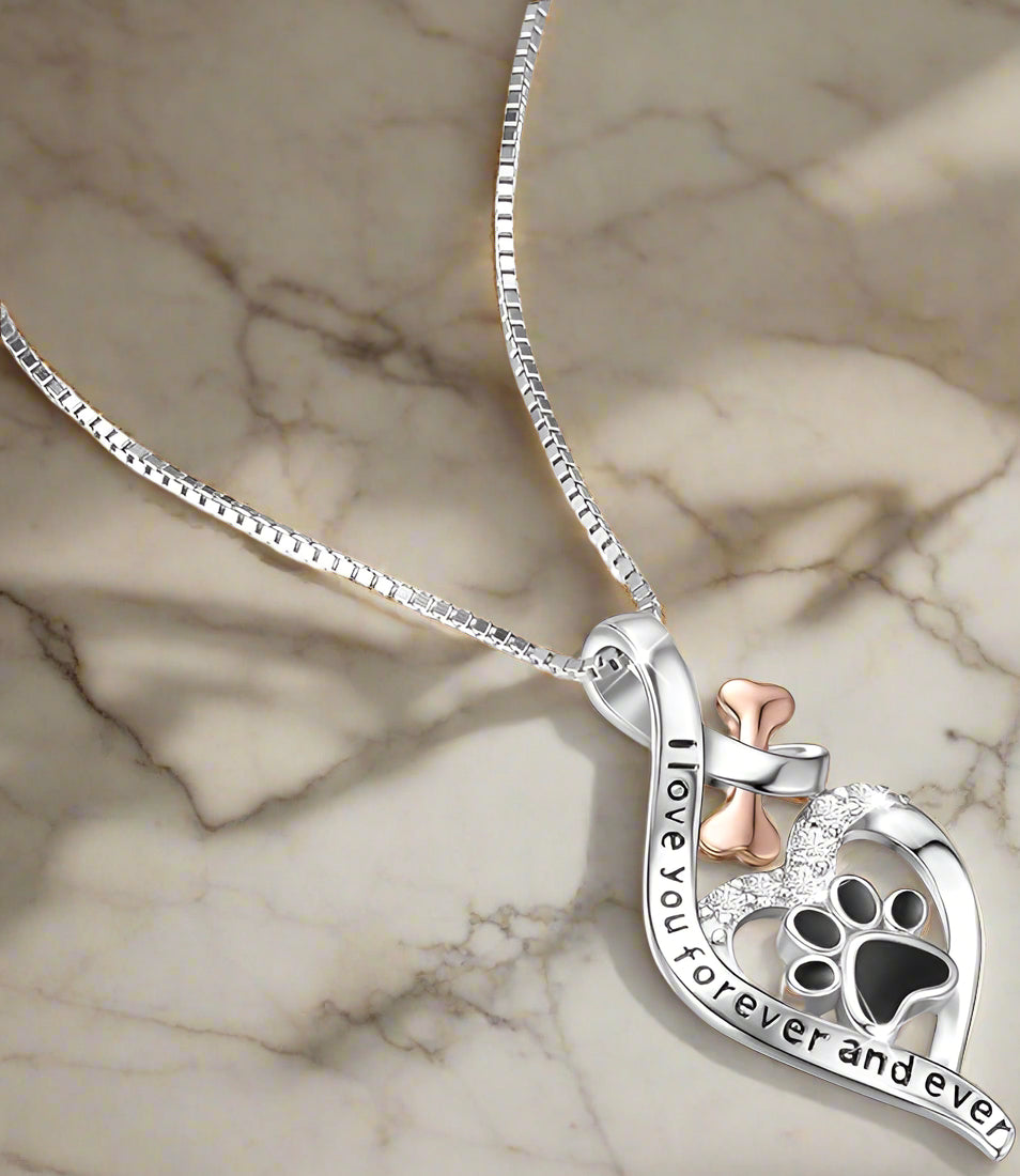 Heartfelt Paw Necklace with Infinity Charm