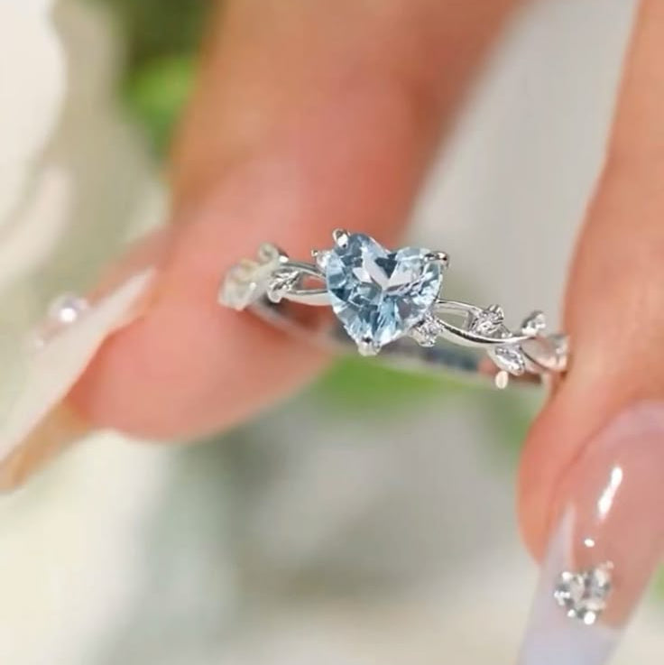 Blue Fine Heart Silver Ring