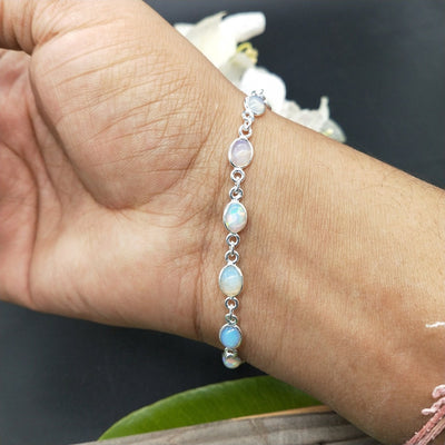 Opal Gemstone Bracelet in 925 Sterling Silver