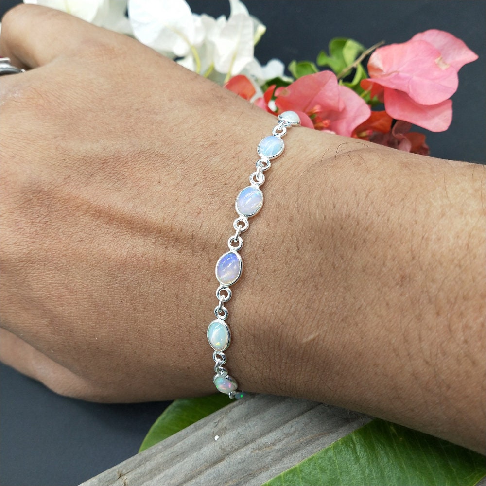Opal Gemstone Bracelet in 925 Sterling Silver