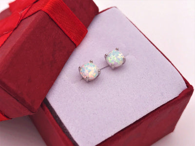 Sterling Silver Opal Earrings
