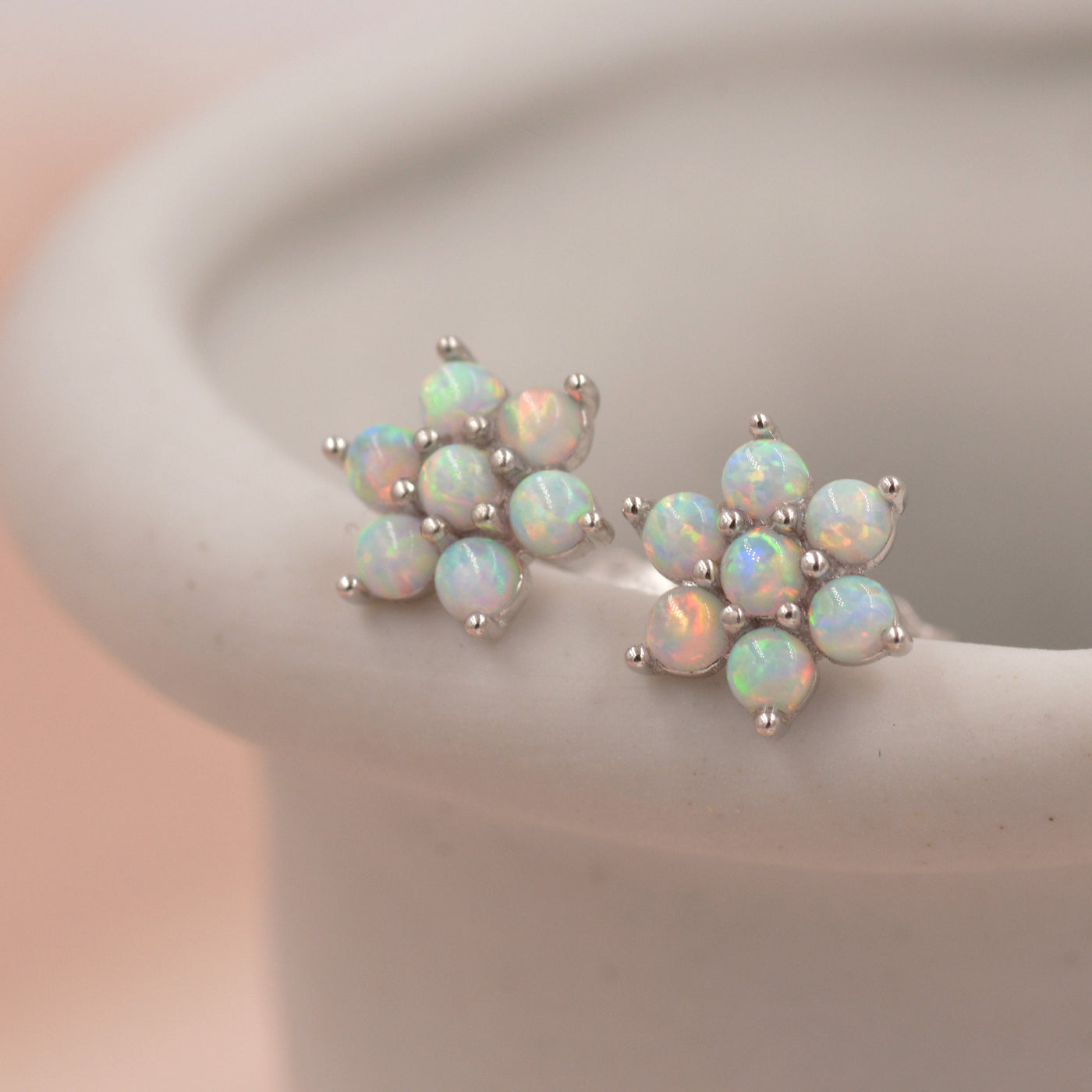 Opal Flower Earrings