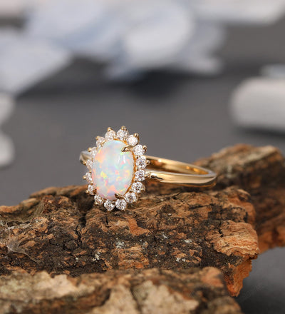 Opal Oval Ring in 18k Gold Vermeil