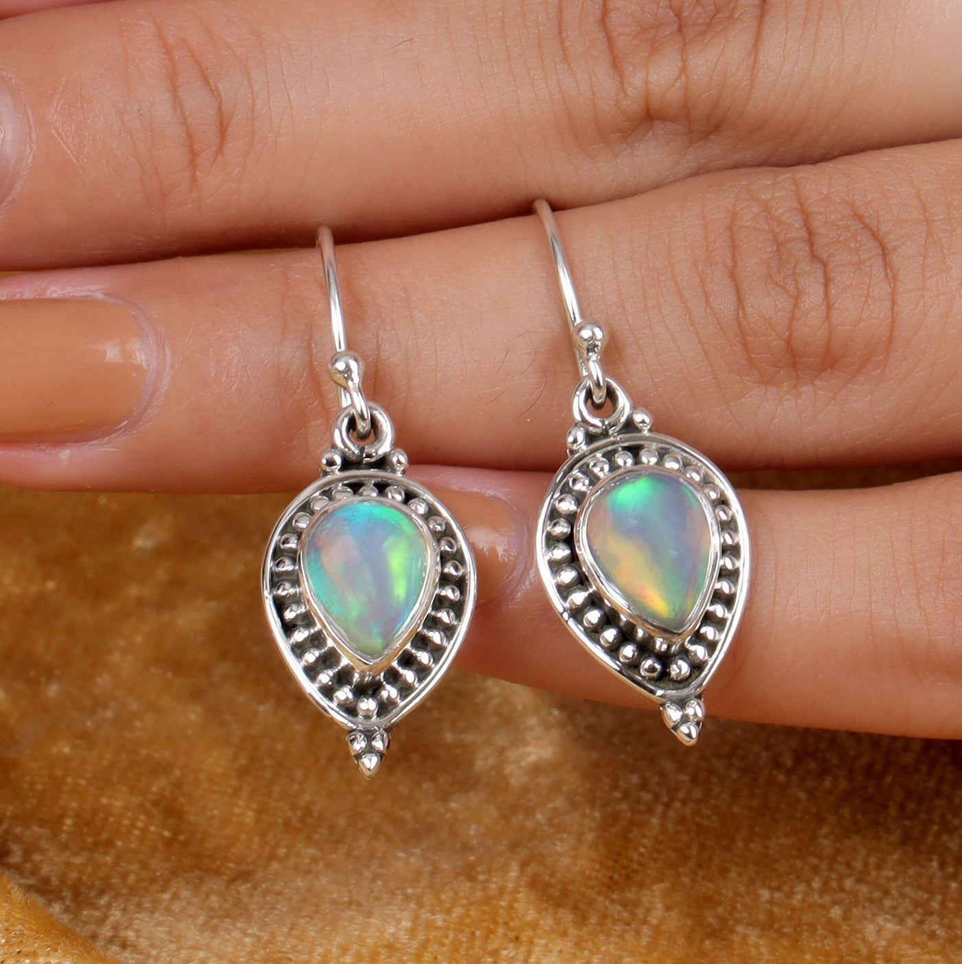 Opal Earrings in 925 Sterling Silver