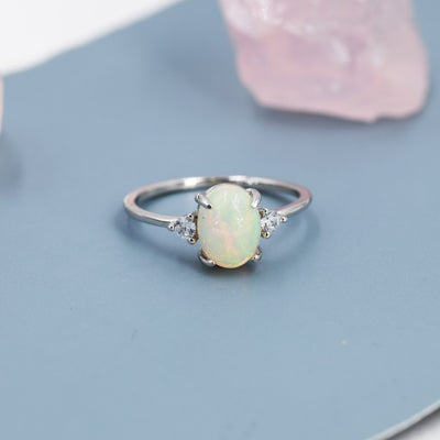 Vintage Opal Ring in Sterling Silver