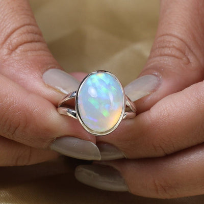 Opal Gemstone Ring in 925 Sterling Silver