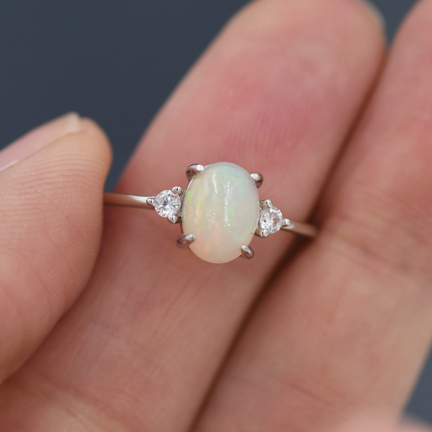 Vintage Opal Ring in Sterling Silver