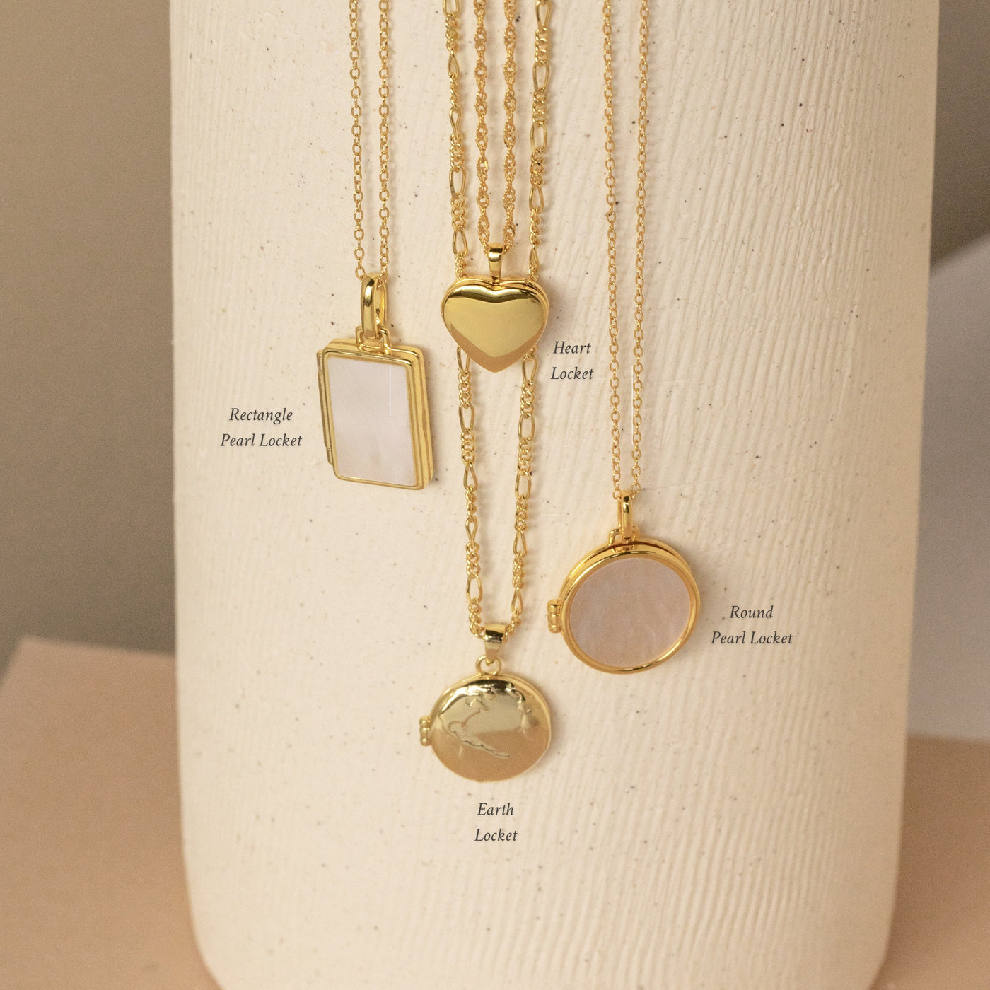 Gold Locket Necklace with Mother Of Pearls