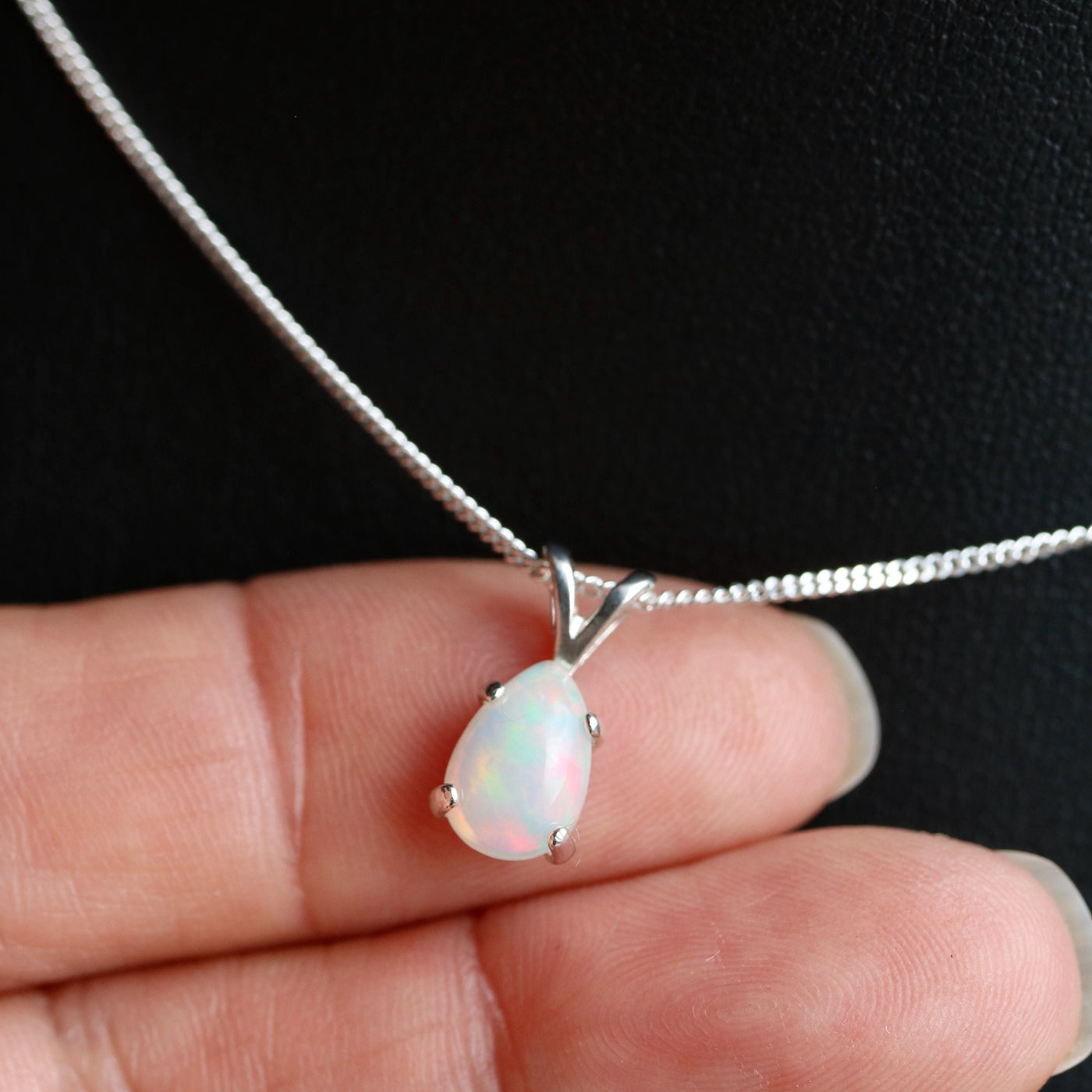 Opal Pendant Necklace in 925 Sterling Silver