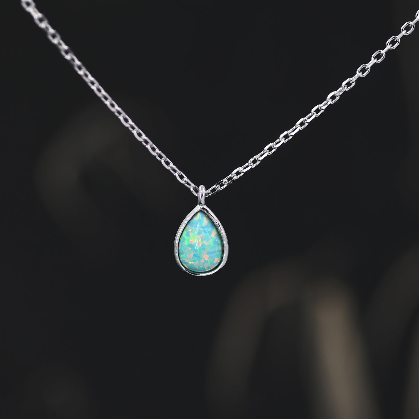 Turquoise Teardrop Opal Necklace