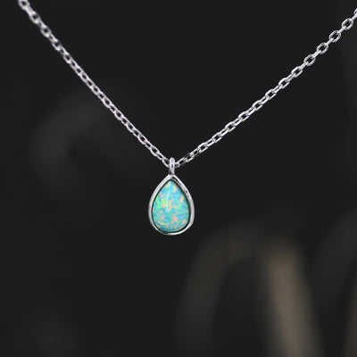 Turquoise Teardrop Opal Necklace