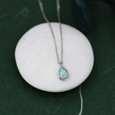 Turquoise Teardrop Opal Necklace