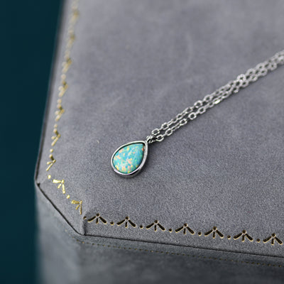 Turquoise Teardrop Opal Necklace