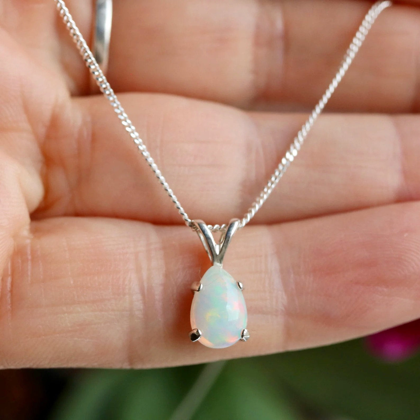 Opal Pendant Necklace in 925 Sterling Silver
