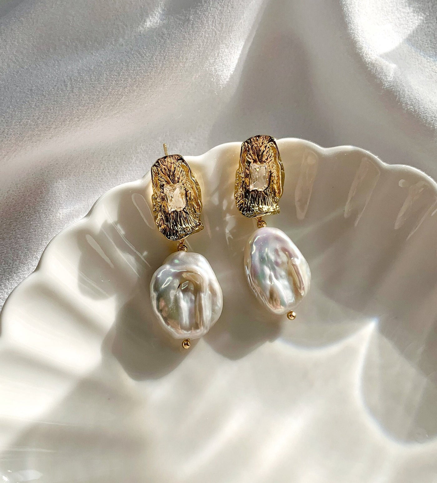 Pearl Petal Drop Earrings