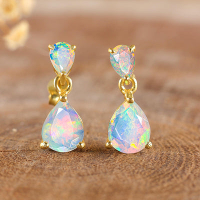 Opal Drop Earrings in 925 sterling silver