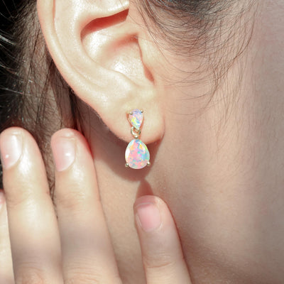 Opal Drop Earrings in 925 sterling silver
