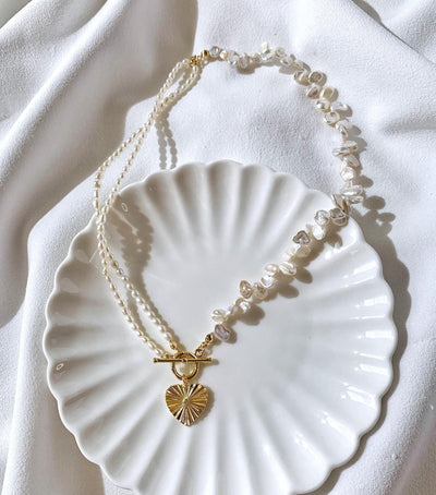 Pearl Necklace with Heart Charm