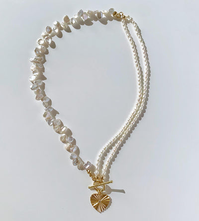 Pearl Necklace with Heart Charm