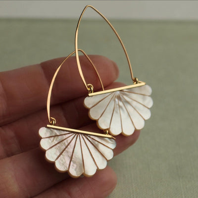 Art Mother of Pearl Hoop Earrings