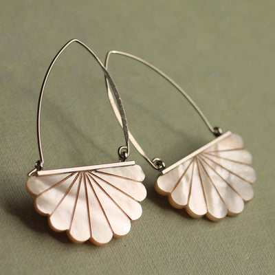 Art Mother of Pearl Hoop Earrings