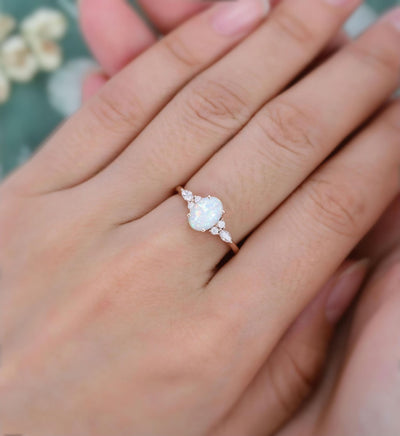 Oval Opal Ring in Solid 18k Gold Vermeil