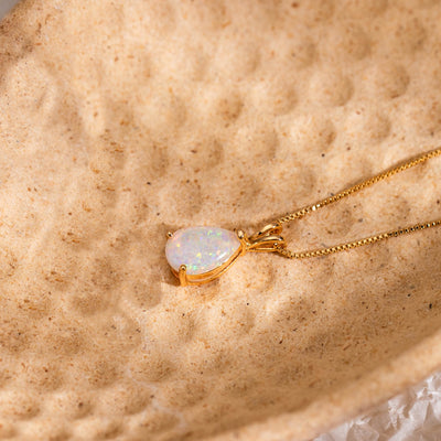 18K Gold Vermeil Teardrop Opal Pendant