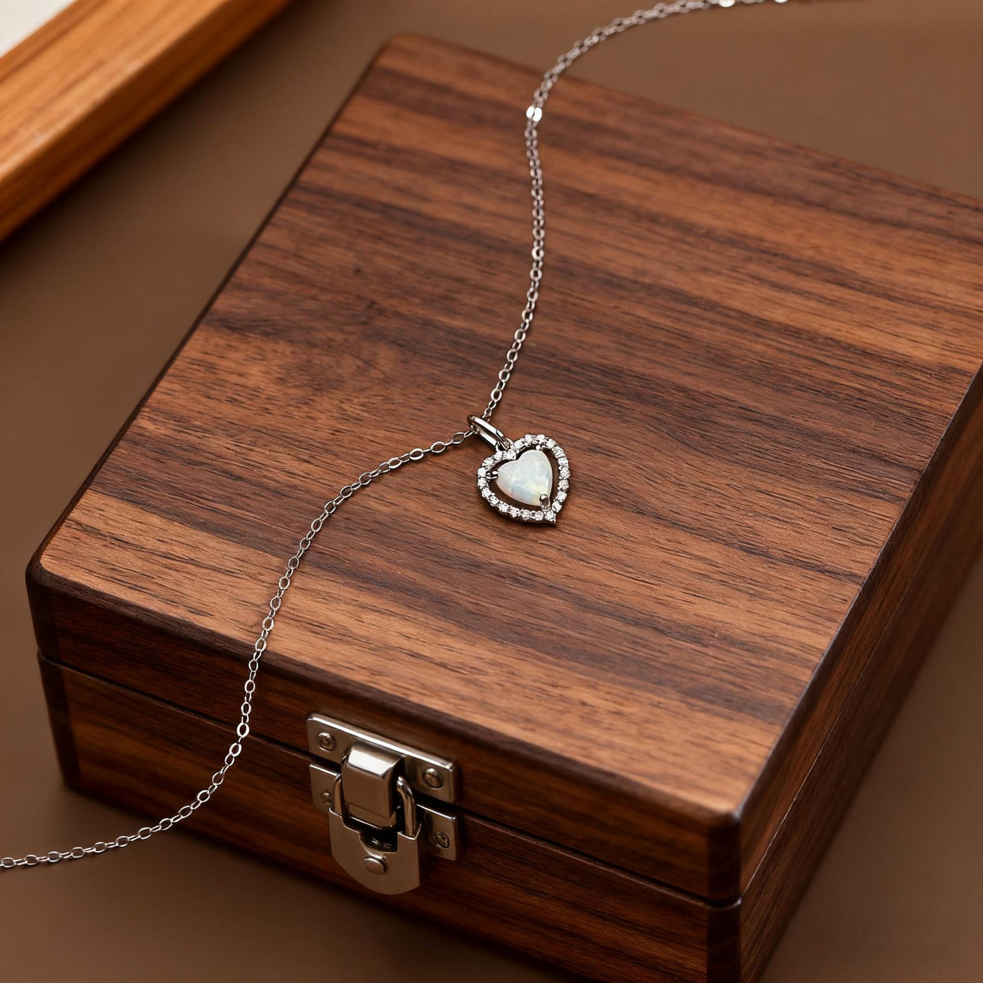 Heart-Shaped Opal Pendant Necklace in 925 Sterling Silver