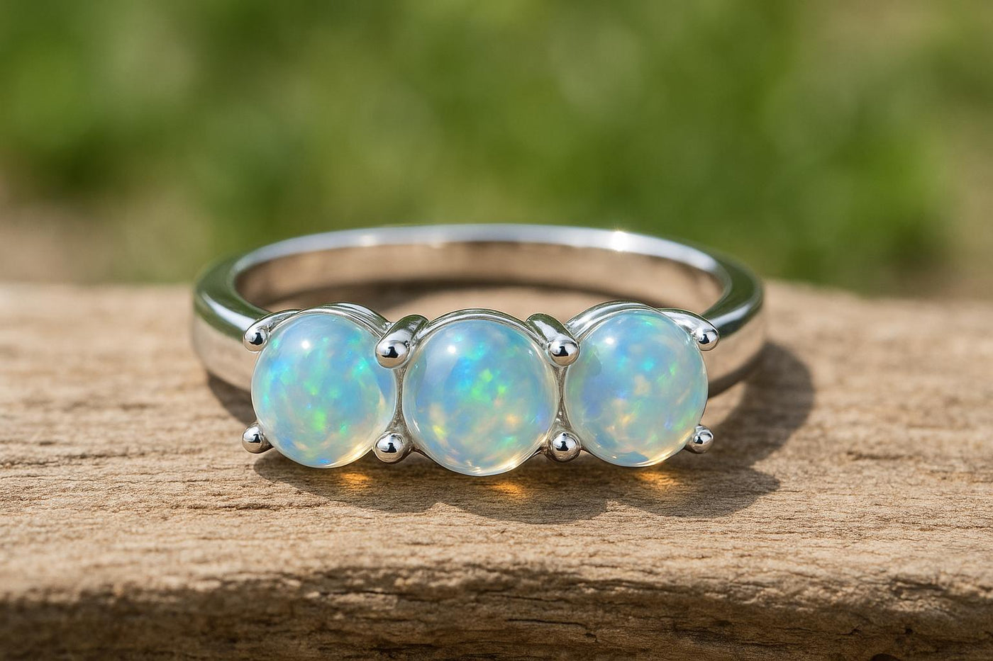 Opal Cluster Ring in 925 Sterling Silver