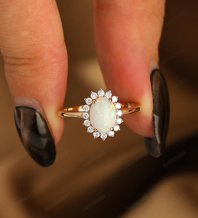 Opal Oval Ring in 18k Gold Vermeil