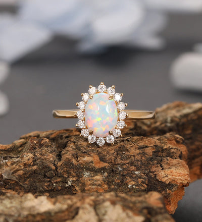 Opal Oval Ring in 18k Gold Vermeil
